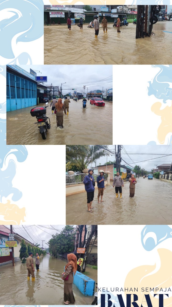 Giat siang, Selasa 27 Mei 2025 Monitoring Peninjauan lokasi banjir pada area di jalan AW. Syahrani RT 01 sampai Lampu Merah Simpang 4 Sempaja di dampingi Kasi Ekbang beserta staf, Staf Kasi Tapem dan Bhabinkamtibmas kelurahan sempaja barat.