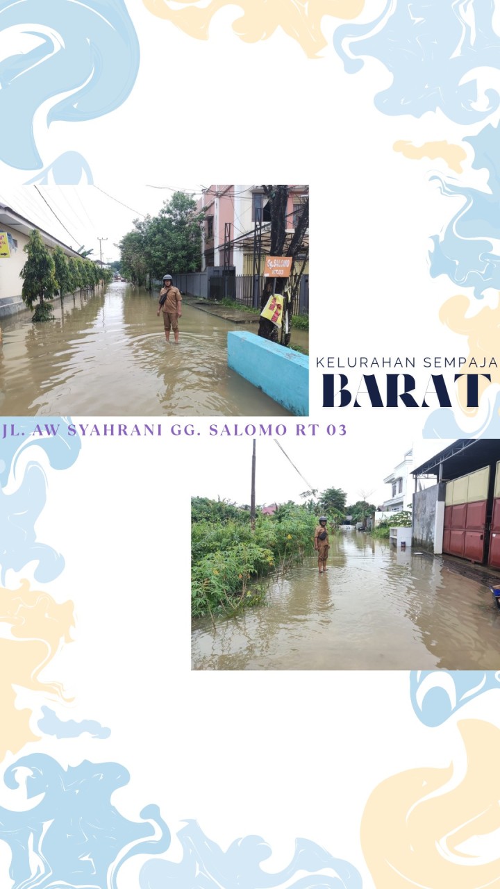Giat sore, Selasa 27 Mei 2025 Monitoring debit air banjir pada sore hari Alhamdulillah terdapat sedikit penurunan pada area di jalan AW. Syahrani RT 01 sampai Jl. KH Wahid Hasyim GG Salomo RT 03 di dampingi Kasi Tapem beserta staf.