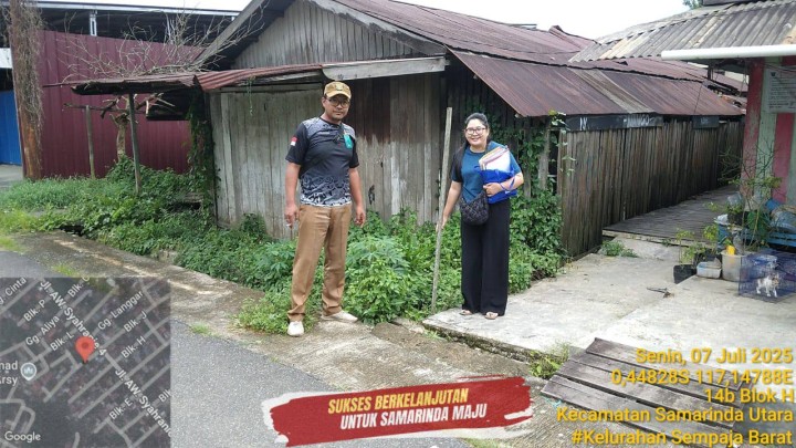 Giat sore, Senin 07 Juli 2025 Peninjauan lahan dan bangunan permohonan sertifikat di AWS.4 blok. K RT.01 dihadiri Kasi Tapem beserta staf.