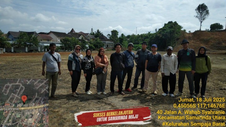 Giat, Jum'at 18 Juli 2025 Peninjauan lahan pengajuan permohonan pembuatan IMTN di jl. AW Syahranie RT.02 dihadiri Kasi Tapem beserta staf dan Ketua RT 02.