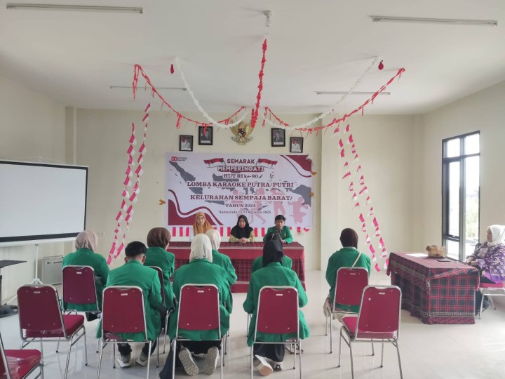Giat, Rabu 20 Agustus 2025 ‎Kedatangan Dosen untuk menjemput Mahasiswa KKN UINSI yang telah menyelesaikan KKN di Kelurahan Sempaja Barat dihadiri Kasi Kesra, Peninjauan lokasi tanah di AW Syahrani 4 Blok L RT 01 dihadiri Staf Tapem, Babinsa dan Ketua RT 01, Mengikuti Zoom Meeting Rapat Paripurna DPRD Kota Samarinda Masa Persidangan II Tahun 2025 dengan agenda: Penjelasan Wali Kota Samarinda atas Usulan Raperda di Luar Propemperda Kota Samarinda diikuti Seklur & Menghadiri Rapat Pengumuman Juara Lomba Kebersihan Lingkungan dan Lomba Menghias Lingkungan di Aula Kecamatan Samarinda Utara dihadiri Kasi Ekbang.