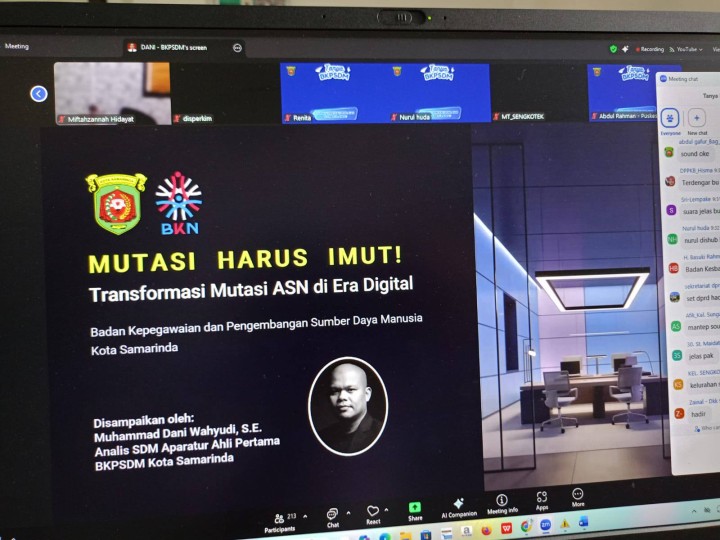 Giat, Rabu 29 Oktober 2025 ‎ ‎1. Menghadiri Rapat Koordinasi Pencegahan dan Penanganan Gangguan Ketentraman dan Ketertiban Umum Kota Samarinda di Kantor Bapperida Kota Samarinda dihadiri Lurah. ‎2. Mengikuti Zoom Meeting tentang Mutasi Harus Imut " Transformasi Mutasi ASN di Era Digital diikuti oleh seluruh staf ASN kelurahan sempaja barat. ‎3. Menghadiri Rapat Sosialisasi SILAYAR Tahun 2025 di Aula Kantor Kecamatan Samarinda Utara dihadiri Staf.