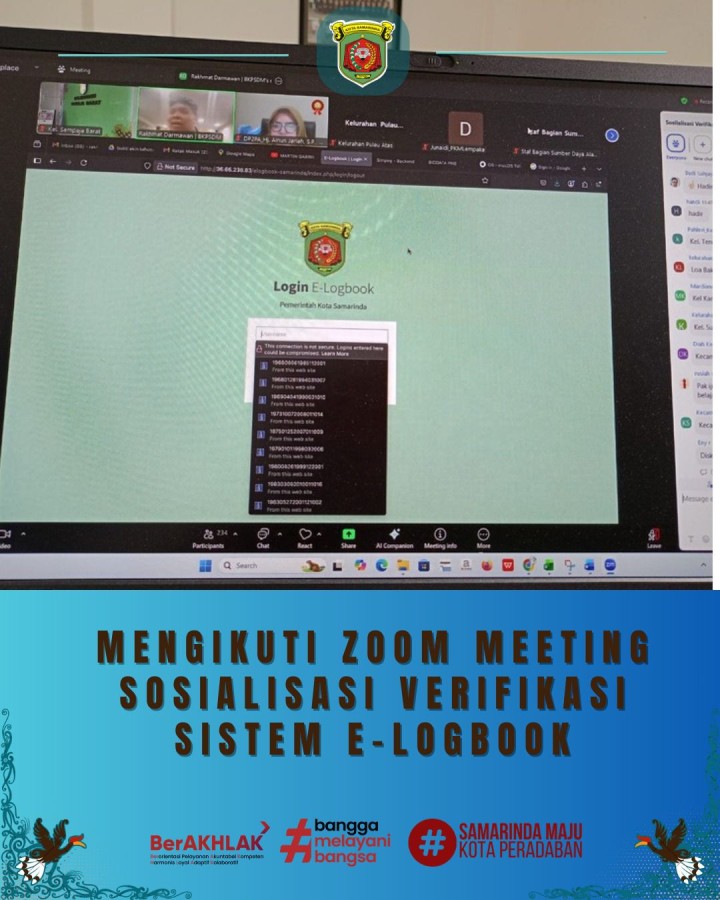 Giat siang, Senin 02 Februari 2026 ‎ ‎Mengikuti Zoom Meeting Sosialisasi Verifikasi Sistem E-logbook diikuti oleh Sekretaris Lura
