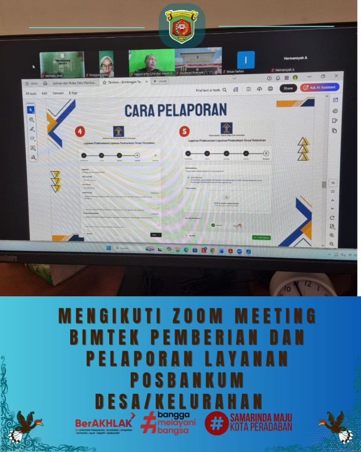 Giat siang, Kamis 05 Februari 2026 Mengikuti Zoom Meeting Bimbingan Teknik Pemberian dan Pelaporan Layanan Posbankum Desa/Kelurahan diikuti oleh Kasi Tapem.