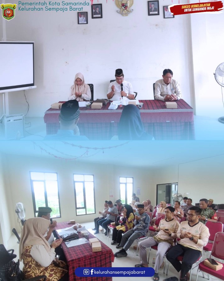 Giat, Jum'at 06 Februari 2026 Melaksanakan Pengukuhan Panitia MTQ ke 48 Tingkat Kecamatan Samarinda Utara di Aula Kantor Kelurahan Sempaja Barat dihadiri Ketua LPTQ Kecamatan Samarinda Utara, Kasi Kesra Kecamatan Samarinda Utara, Ketua LPTQ Kelurahan Sempaja Barat, Kasi Kesra Kelurahan, Seluruh Lurah se-Kecamatan Samarinda Utara, BLUD Puskesmas Sempaja, Ustadz Lukman Said, Bapak Hamruni, Bapak M. Fajri Basuki, Babinsa, Bhabinkamtibmas, Seluruh Ketua RT se-kelurahan Sempaja Barat dan Seluruh ASN Kelurahan Sempaja Barat.