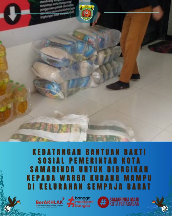 Giat, Senin 16 Maret 2026 Kedatangan Bantuan dari Bakti Sosial Pemerintah Kota Yayasan Dharma Bakti untuk warga kurang mampu di kelurahan sempaja barat & Menghadiri Buka Puasa dan Penyerahan Santunan kepada Anak Yatim Piatu dan Sholat Tarawih berjamaah di Hall GOR Segiri dihadiri Lurah.