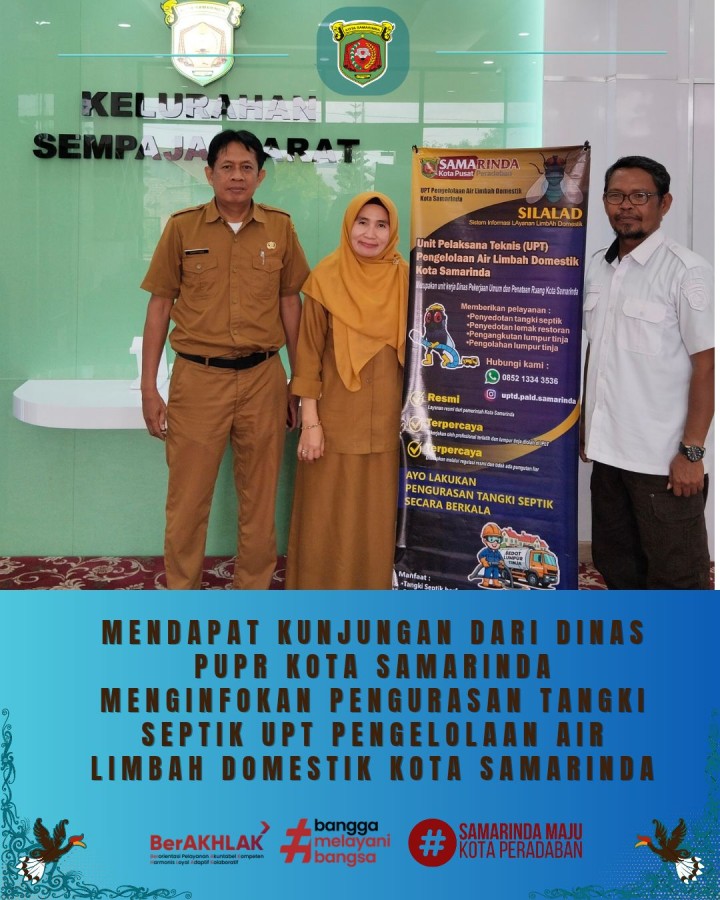 Giat siang, Senin 06 April 2026 Mendapatkan Kunjungan Dari Dinas PUPR Kota Samarinda Menginformasikan tentang Pengurusan Tangki Septik UPT Pengelolaan Air Limbah Domestik Kota Samarinda bertemu Sekretaris dan Kasi Ekbang.
