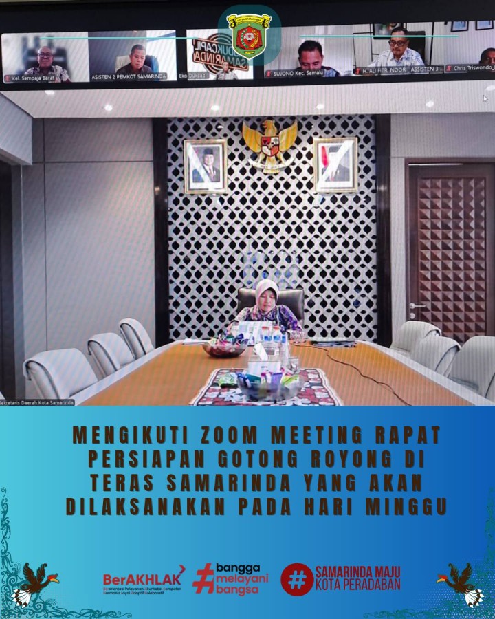 Giat, Kamis 23 April 2026 Mengikuti Zoom Meeting Rapat Persiapan Gotong Royong Teras Samarinda yang akan di Laksanakan pada Hari Minggu diikuti oleh Lurah.