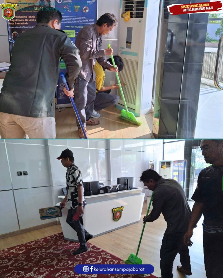 Giat, Jum'at 24 April 2026 Mari sukseskan Gerakan Indonesia Asri 🌱 Dimulai dari langkah kecil—menjaga kebersihan lingkungan Dalam Kantor Kelurahan Sempaja Barat🌿