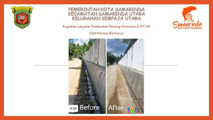 Kegiatan Lanjutan pembuatan penutup Drainase di RT.04