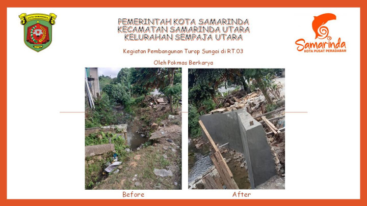 Kegiatan Pembanguan Turap Sungai di RT.03