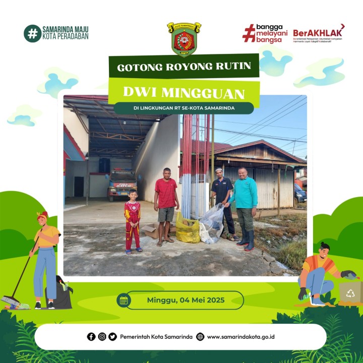 Kegiatan Gotong Royong Rutin lingkungan kelurahan sempaja utara yg bertempat di RT04,05,13,,18,37,dan 43 Pada tgl 04 Mei 2025