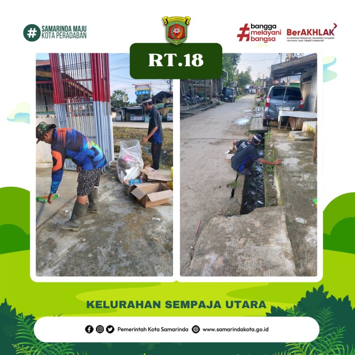 Kegiatan Gotong Royong Rutin lingkungan kelurahan sempaja utara yg bertempat di RT04,05,13,,18,37,dan 43 Pada tgl 04 Mei 2025