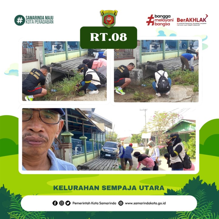 Kegiatan Gotong Royong Rutin lingkungan kelurahan sempaja utara yg bertempat di RT. 07,08,09,12,13,26, dan 37 Pada tgl 18 Mei 2025