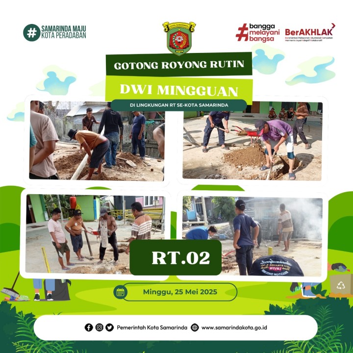 Kegiatan Gotong Royong Rutin lingkungan kelurahan sempaja utara yg bertempat di RT. 02,04,08,33,dan 40. Pada tgl 25 Mei 2025
