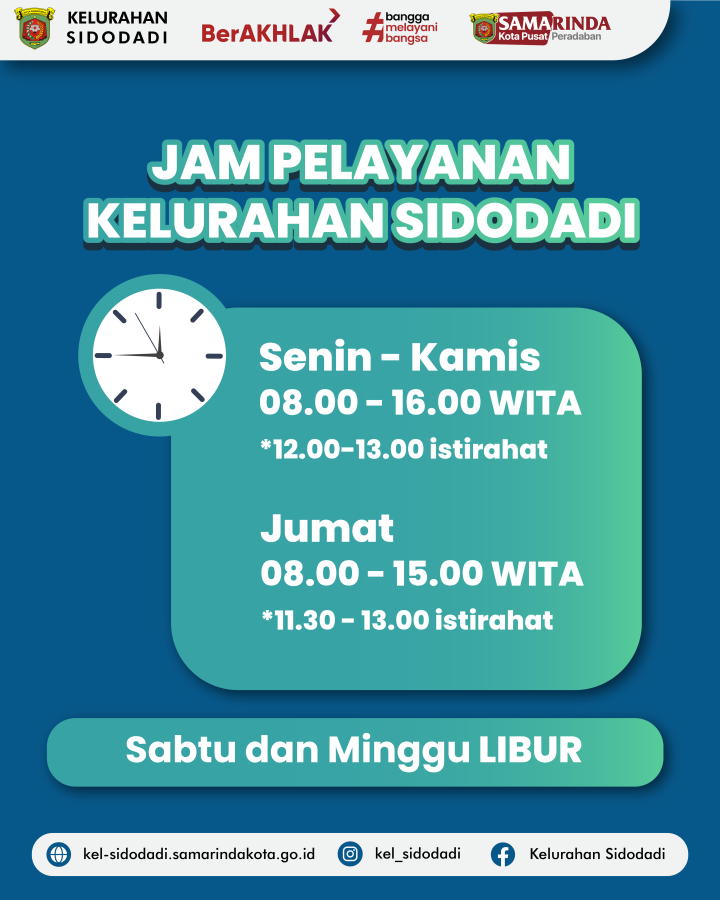 Jadwal Pelayanan Kelurahan Sidodadi