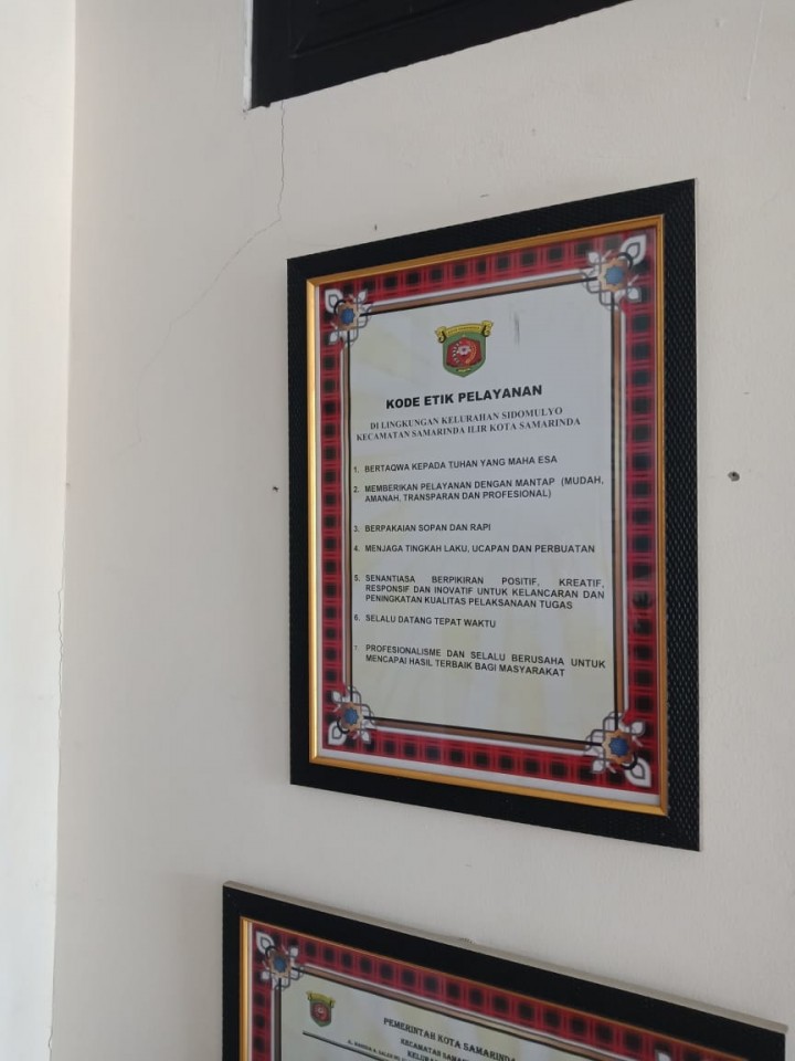 Publikasi Maklumat, Etika dan Standar Pelayanan Kelurahan Sidomulyo