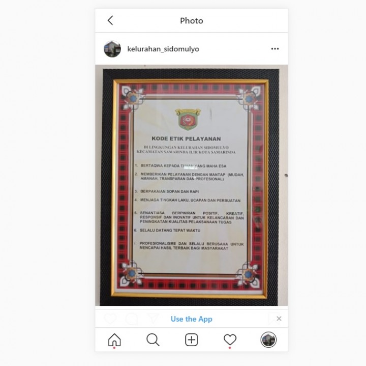 Publikasi Maklumat, Etika dan Standar Pelayanan Kelurahan Sidomulyo