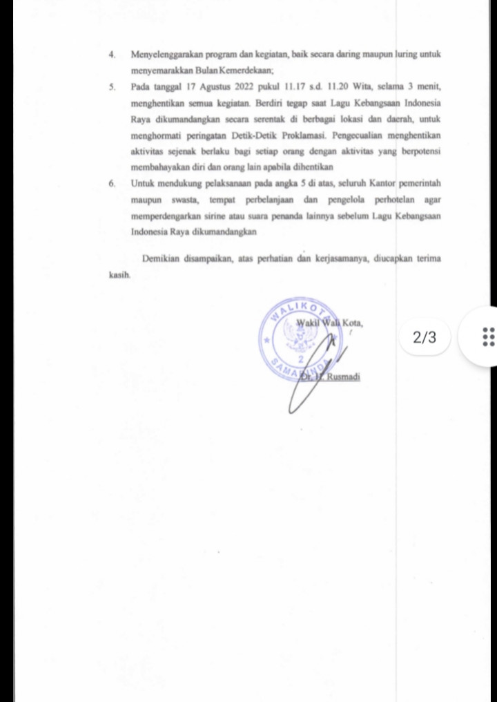 Himbauan Menyemarakkan Bulan Kemerdekaan RI Ke-77