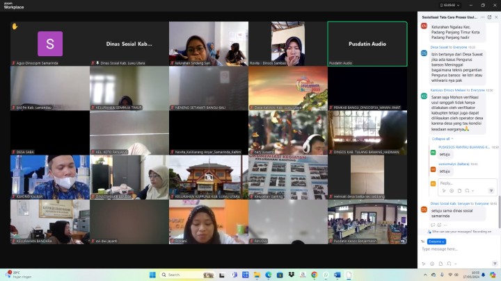 Sosialisasi Tata Cara Proses Usulan Data serta Verval DTKS Regional Banjarmasin. Melalui Zoom Mitting Desa/Kelurahan se-indonesia
