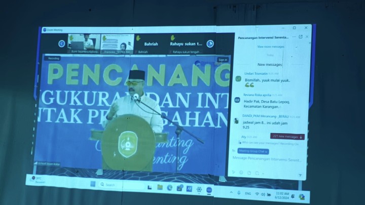 Zoom meeting langsung dari  tempat berlangsungnya acara GERAKAN INTERVENSI STUNTING