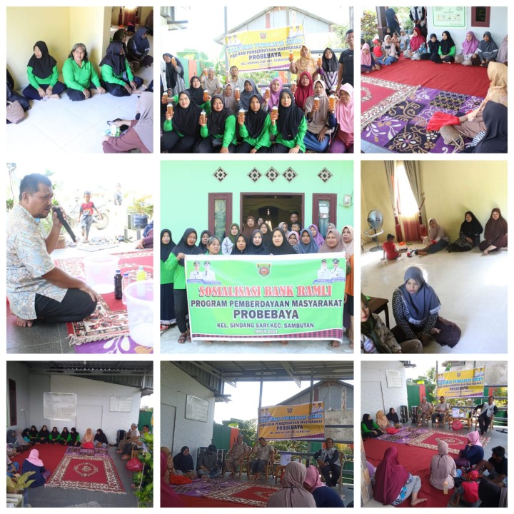 Pelaksanaan dua kegiatan Probebaya bidang pemberdayaan masyarakat tahun 2024 (pelatihan pembuatan sabun dan sosialisasi bank Ramli) di RT 9 Kel Sindang Sari.
