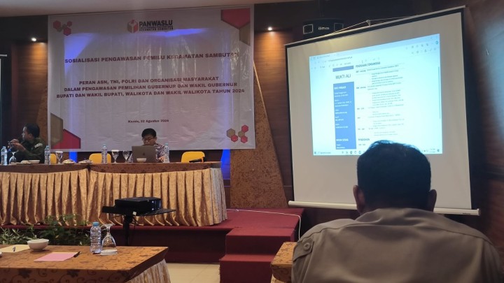 Sosialisasi Pengawasan Pemilu. PERAN ASN,TNI,POLRI,dan ORMAS dalam pengawasan Pemilihan Calon Kepala Derah (PILKADA TAHUN 2024)