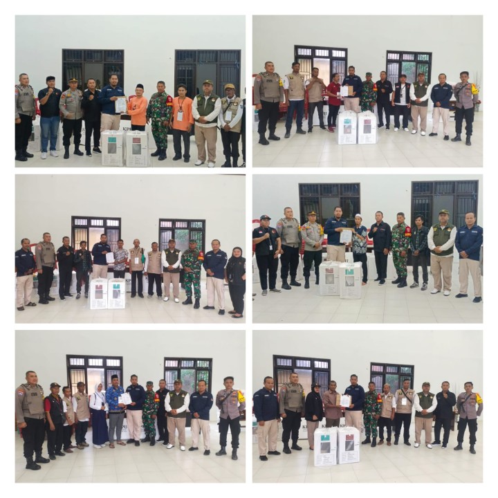 Kotak suara dari 6 TPS sudah selesai penghitungan dan kembali Terkumpul semua di Aula kelurahan Sindang sari