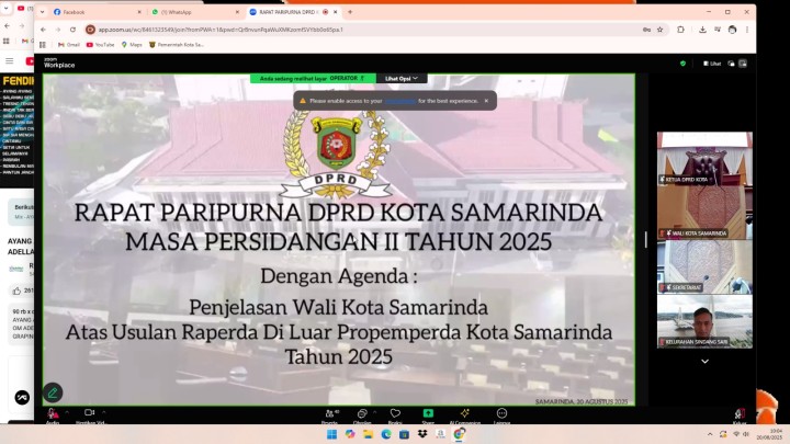 Rapat Paripurna DPRD Kota Samarinda Masa Persidangan II Tahun 2025 dengan agenda : Penjelasan Wali Kota Samarinda atas Usulan Raperda di Luar Propemperda Kota Samarinda Tahun 2025.