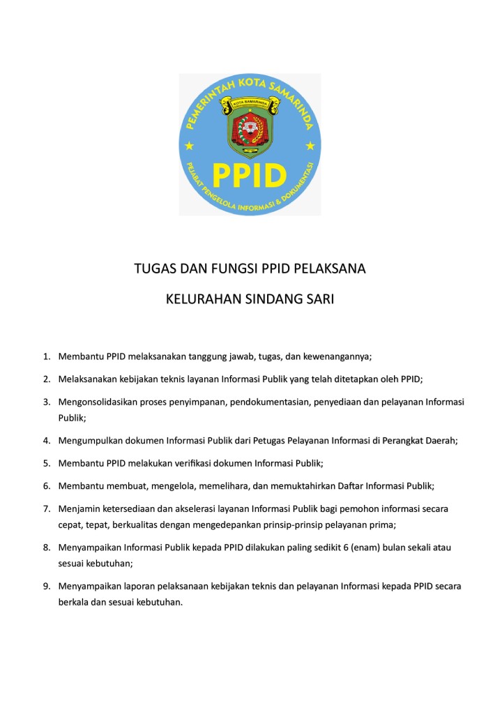 TUPOKSI PPID PELAKSANA