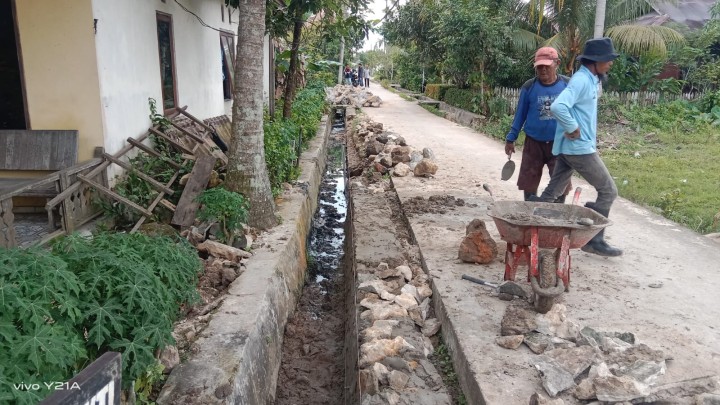 Monitoring Pengerjaan Semenisasi jalan dan Draienase di Bidang Saprap (PROBEBAYA) Sindang Sari.