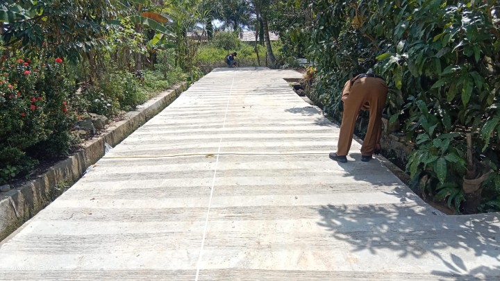 Meninjau pengerjaan semenisasi dan pengukuran semenisasi jalan Masaji RT. 2,Gg. Baru RT. 2 dan Gg. Nangka RT. 1 Bidang Sapras (Probebaya)