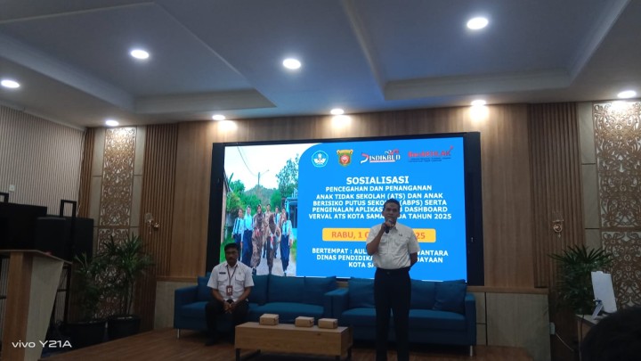 Sosialisasi Program Pencegahan dan Penanganan Anak Tidak Sekolah (ATS) dan Anak Beresiko Putus Sekolah (ABPS) serta Pengenalan Aplikasi Web Dashboard Verval ATS Kota Samarinda Tahun 2025.