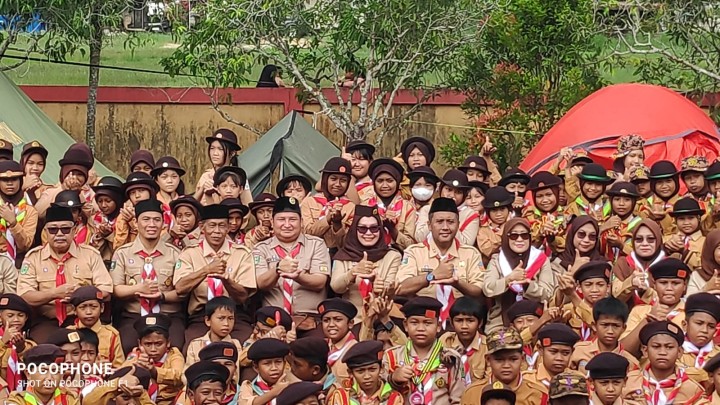 Menghadiri undangan Kegiatan Perkemahan Gabungan Pramuka Jenjang SD/MI se-Kecamatan Sambutan