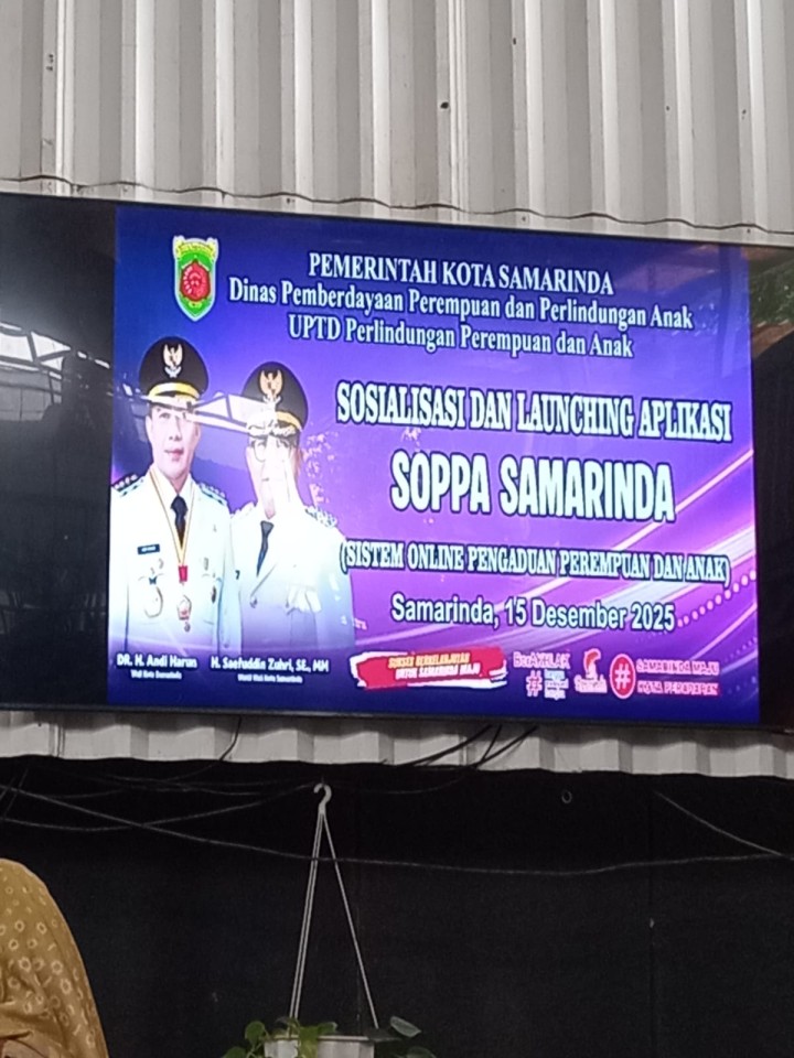 Kasi Kesra kelurahan sungai dama menghadiri sosialisasi dan launching aplikasi soppa samarinda (sistem online pengaduan perempuan dan anak)