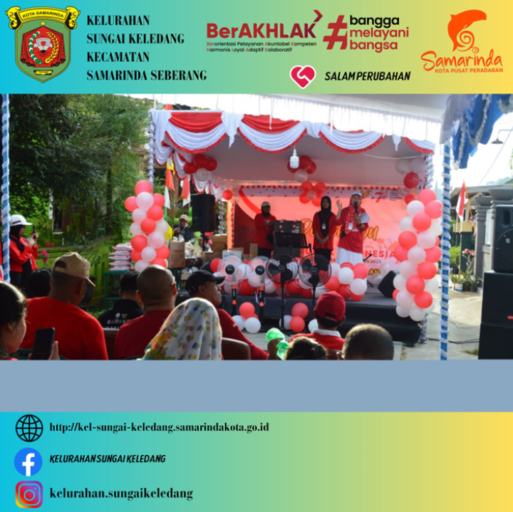 Hari dan Tanggal : Minggu, 20 Agustus 2023 | Kegiatan : Menghadiri kegiatan jalan santai dan Perlomban Agustusan | Ditempat : Jl. Reel RT.025 | Pukul : 07.00 s/d Selesai |Dihadiri : Plh. Bpk Budi Sanjaya, S.P. & Staff Kel.