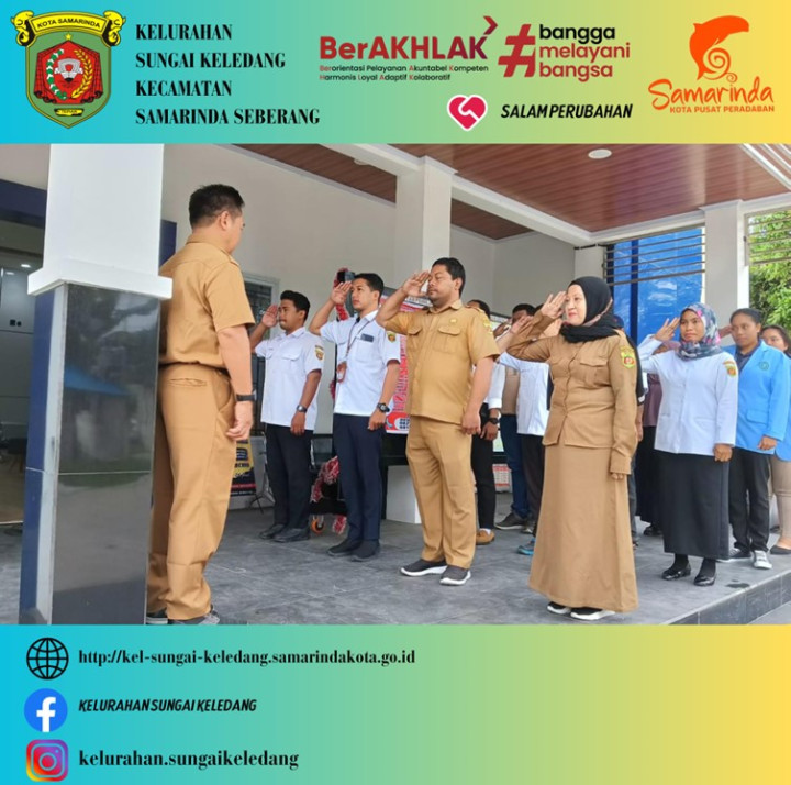 Seluruh Kasi dan Staf Kelurahan Sungai Keledang, Melakukan Apel Setiap Hari Senin