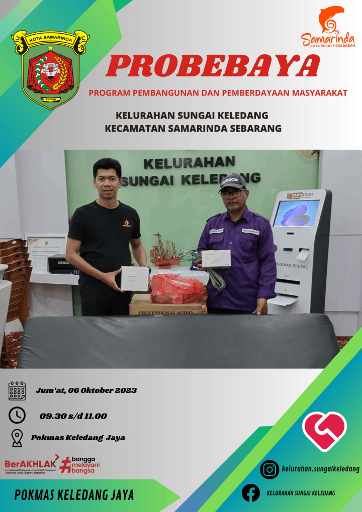 Penyerahan Barang Pengadaan Kegiatan Sapras Probebaya Kepada Pokmas Keledang Jaya