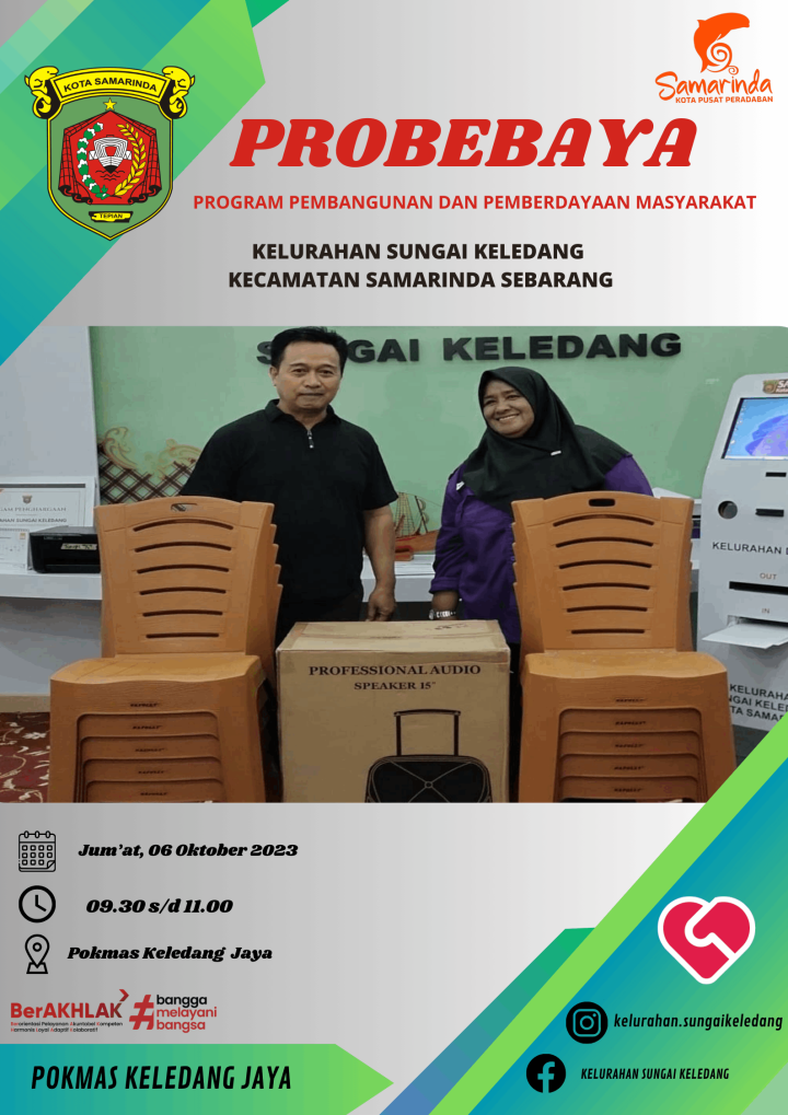 Penyerahan Barang Pengadaan Kegiatan Sapras Probebaya Kepada Pokmas Keledang Jaya