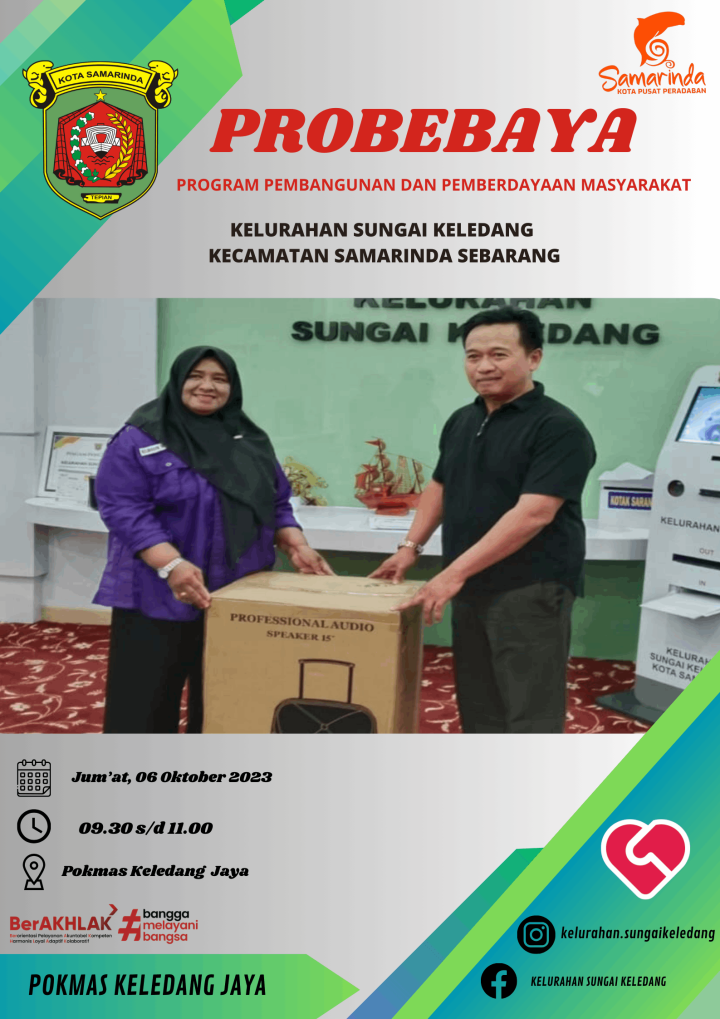 Penyerahan Barang Pengadaan Kegiatan Sapras Probebaya Kepada Pokmas Keledang Jaya