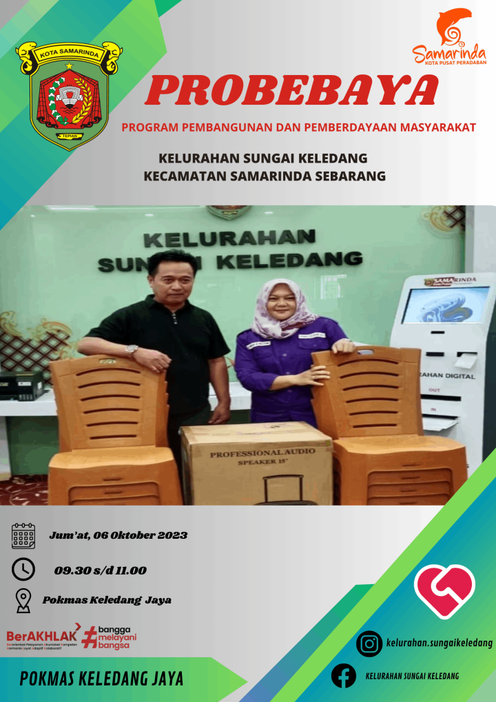Penyerahan Barang Pengadaan Kegiatan Sapras Probebaya Kepada Pokmas Keledang Jaya