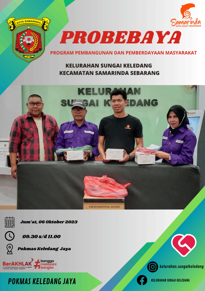 Penyerahan Barang Pengadaan Kegiatan Sapras Probebaya Kepada Pokmas Keledang Jaya