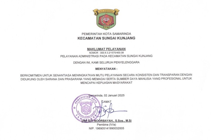 MAKLUMAT PELAYANAN KECAMATAN SUNGAI KUNJANG
