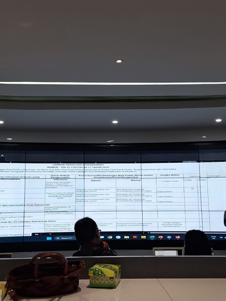 uji Konsekuensi Informasi yg di kecualikan di kantor Diskominfo Kota Samarinda