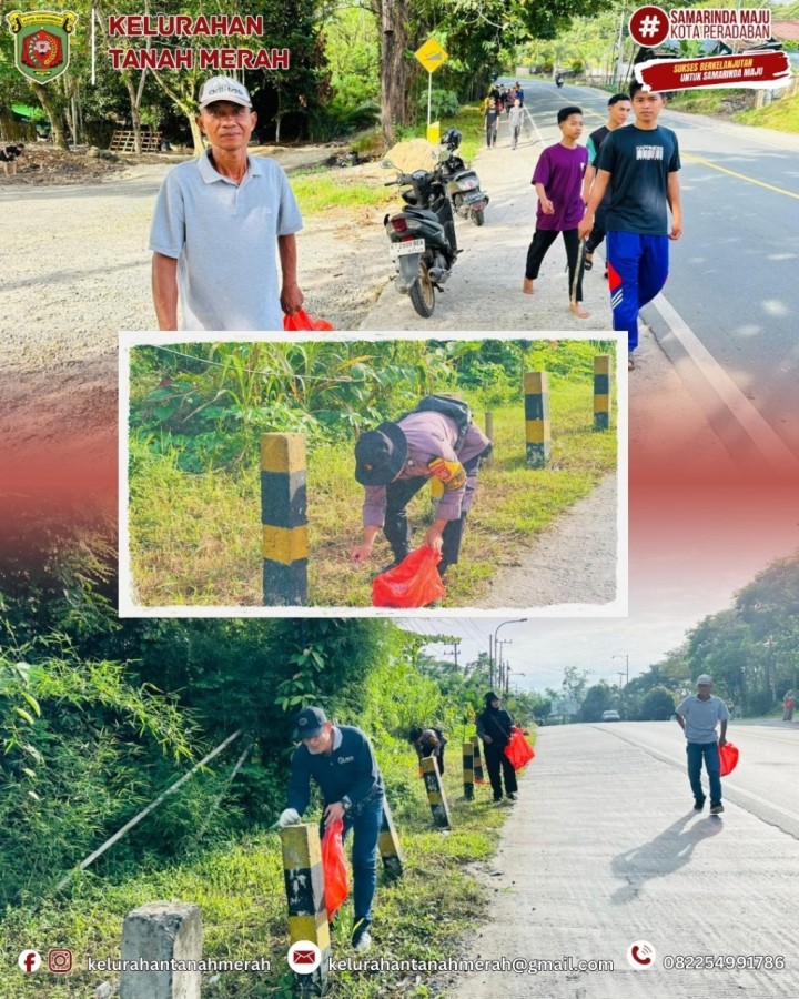 Gotong Royong Membersihkan Sampah di Jalan Poros Samarinda Bontang