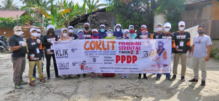 Kegiatan Apel Coklit Petugas PPDP Kelurahan Tani Aman di Area Parkiran Langgar Al Aman. 18 Juli 2020
