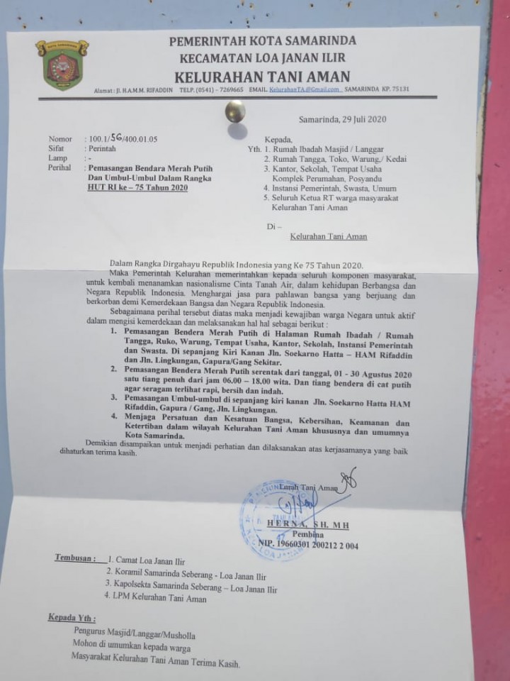 Pemberitahuan Pasang dan Kibarkan Bendera Merah Putih