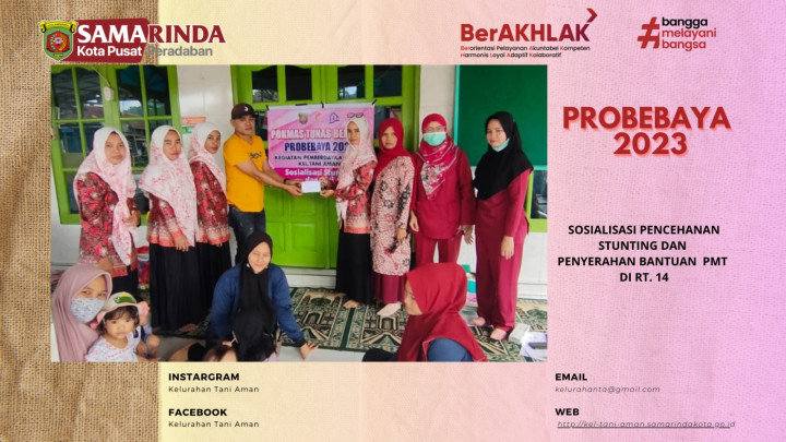 Sosialisasi Pencegahan Stunting dan Penyerahan Bantuan PMT di Wilayah RT.14 Kel.Ta TH.2023