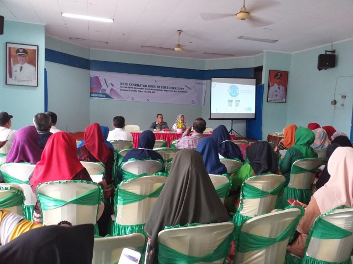 Sosialisasi Kepada Peserta JKN KIS Dalam rangka BPJS Kesehatan Goes To Costumer Tahun 2019 dihadiri oleh Kesra tanggal 16 Oktober 2019 di Aula Kecamatan Sungai Pinang pukul 09.30 Wita