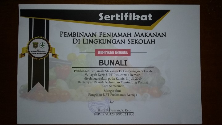 Daftar Peserta Pembinaan Penjamah Makanan di Kelurahan Temindung Permai tahun 2019
